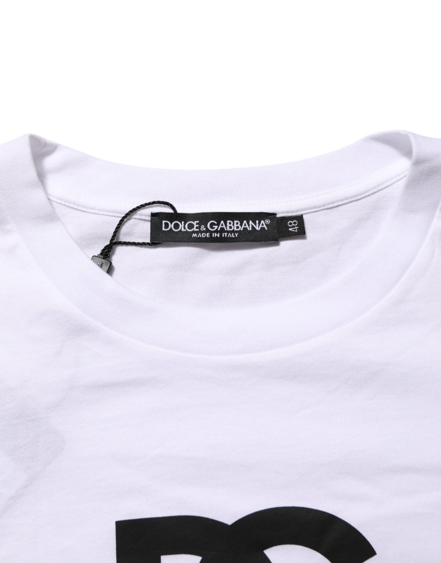 Dolce &amp; Gabbana – Weißes Herren-T-Shirt aus Baumwolle mit Rundhalsausschnitt und Logodruck