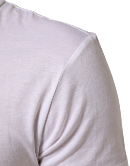 Dolce &amp; Gabbana – Weißes T-Shirt aus Baumwolle mit Rundhalsausschnitt und Logo-Print für Herren