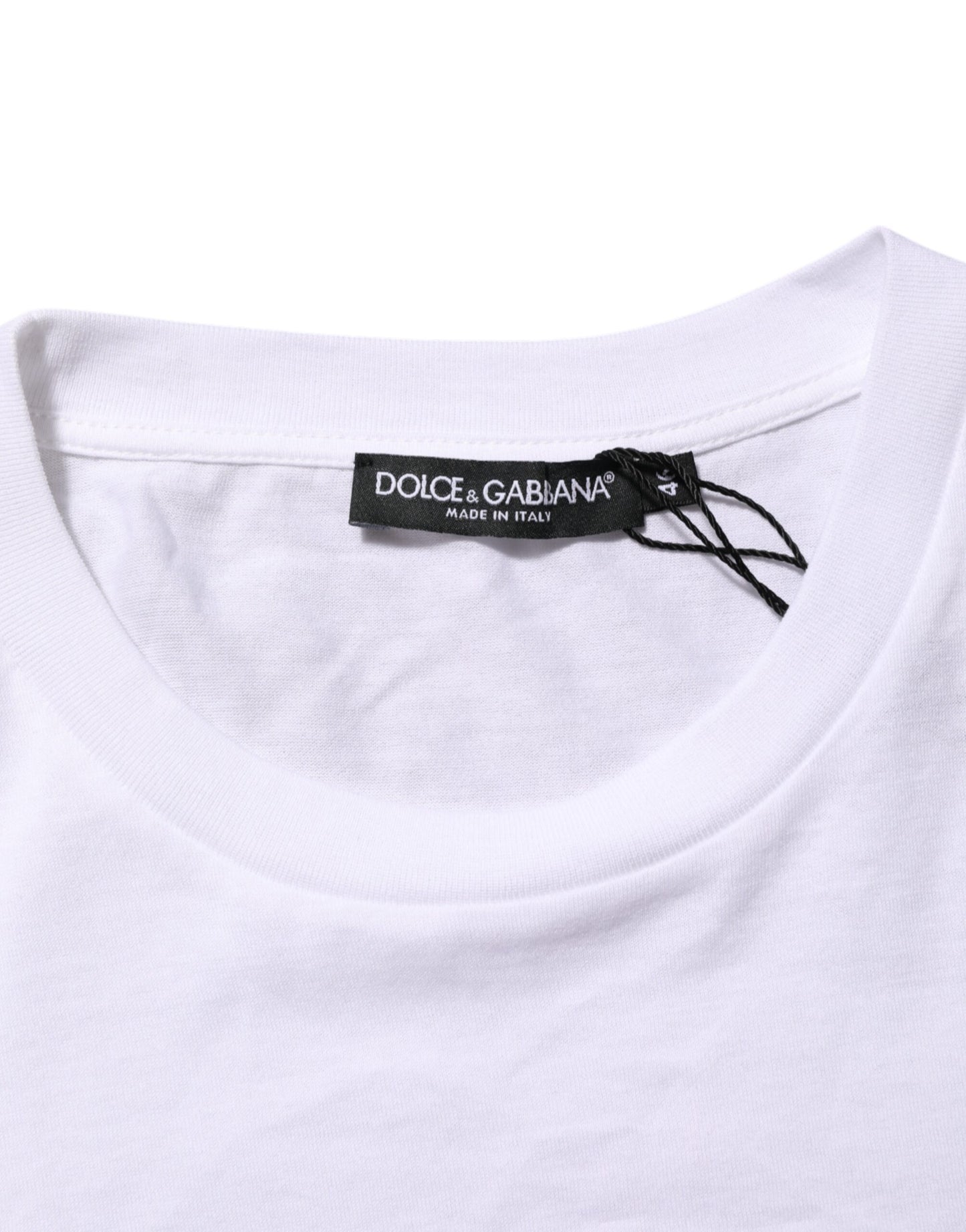 Dolce &amp; Gabbana – Weißes T-Shirt aus Baumwolle mit Rundhalsausschnitt und Logo-Print für Herren