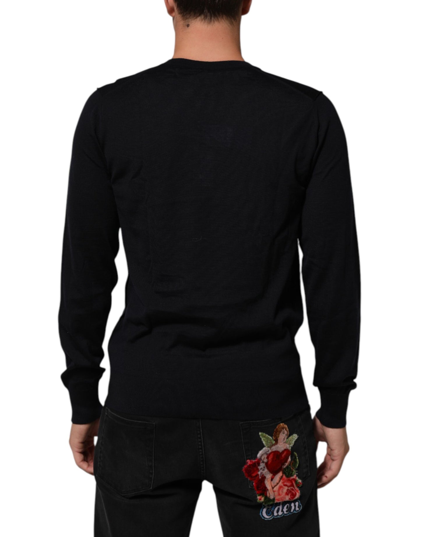 Dolce &amp; Gabbana – Schwarzer Pullover aus Kaschmirstrick mit V-Ausschnitt