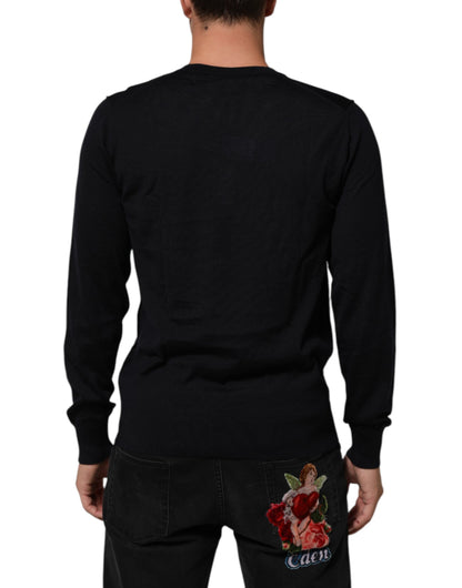 Dolce &amp; Gabbana – Schwarzer Pullover aus Kaschmirstrick mit V-Ausschnitt