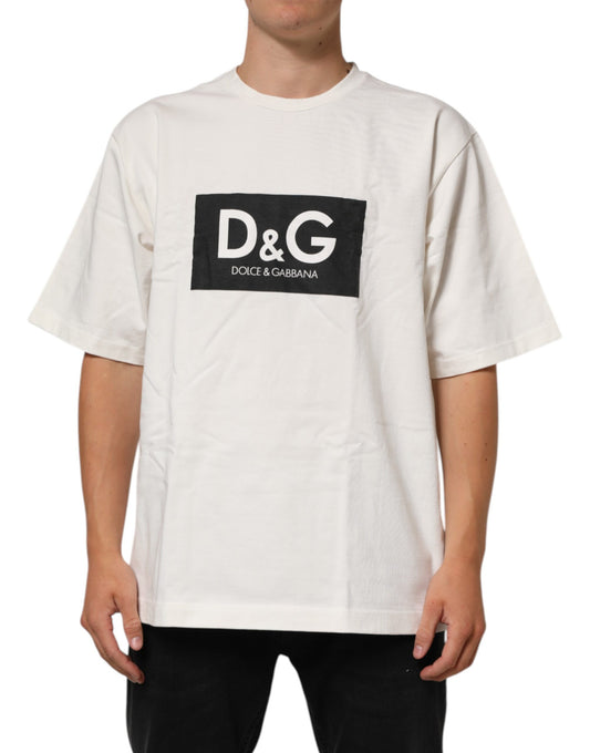 Dolce & Gabbana – Weißes Herren-T-Shirt aus Baumwolle mit Rundhalsausschnitt und Logodruck