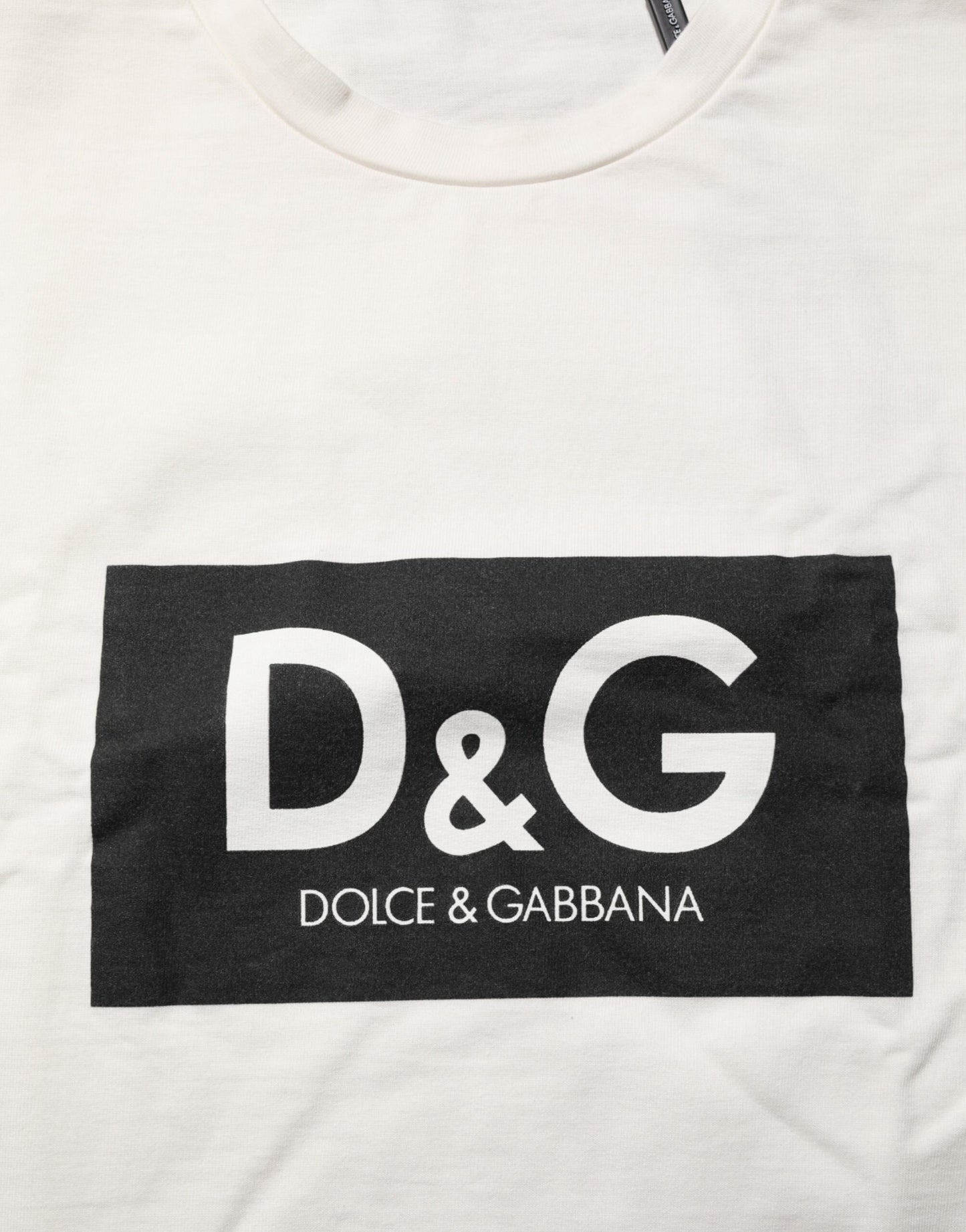 Dolce &amp; Gabbana – Weißes Herren-T-Shirt aus Baumwolle mit Rundhalsausschnitt und Logodruck