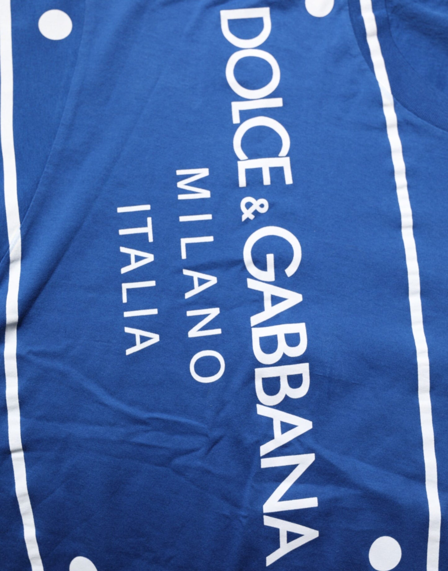 Dolce &amp; Gabbana – Blaues Herren-T-Shirt aus Baumwolle mit Rundhalsausschnitt und Logodruck