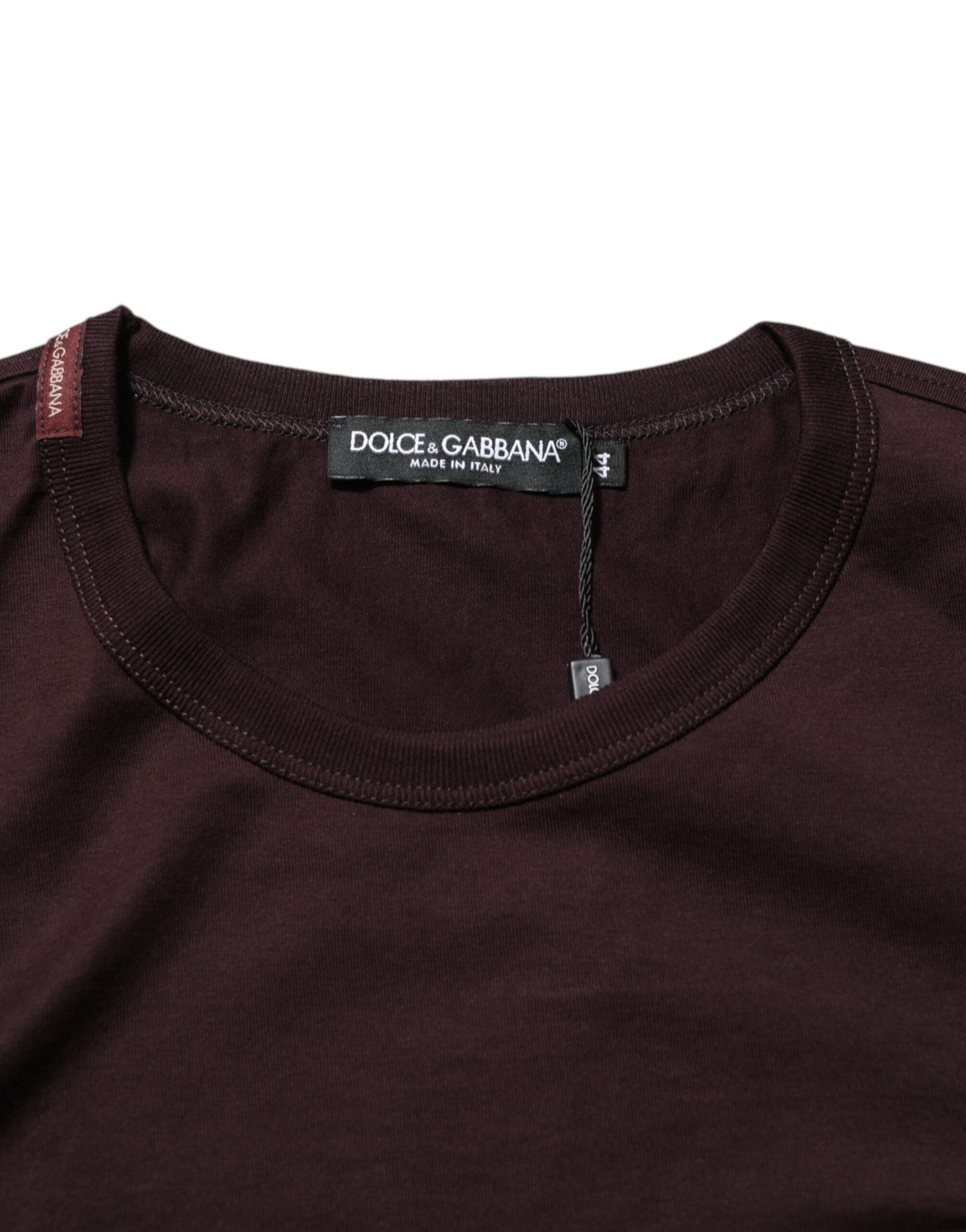 Dolce &amp; Gabbana – Braunes T-Shirt aus Baumwolle mit Rundhalsausschnitt und Logo-Plakette
