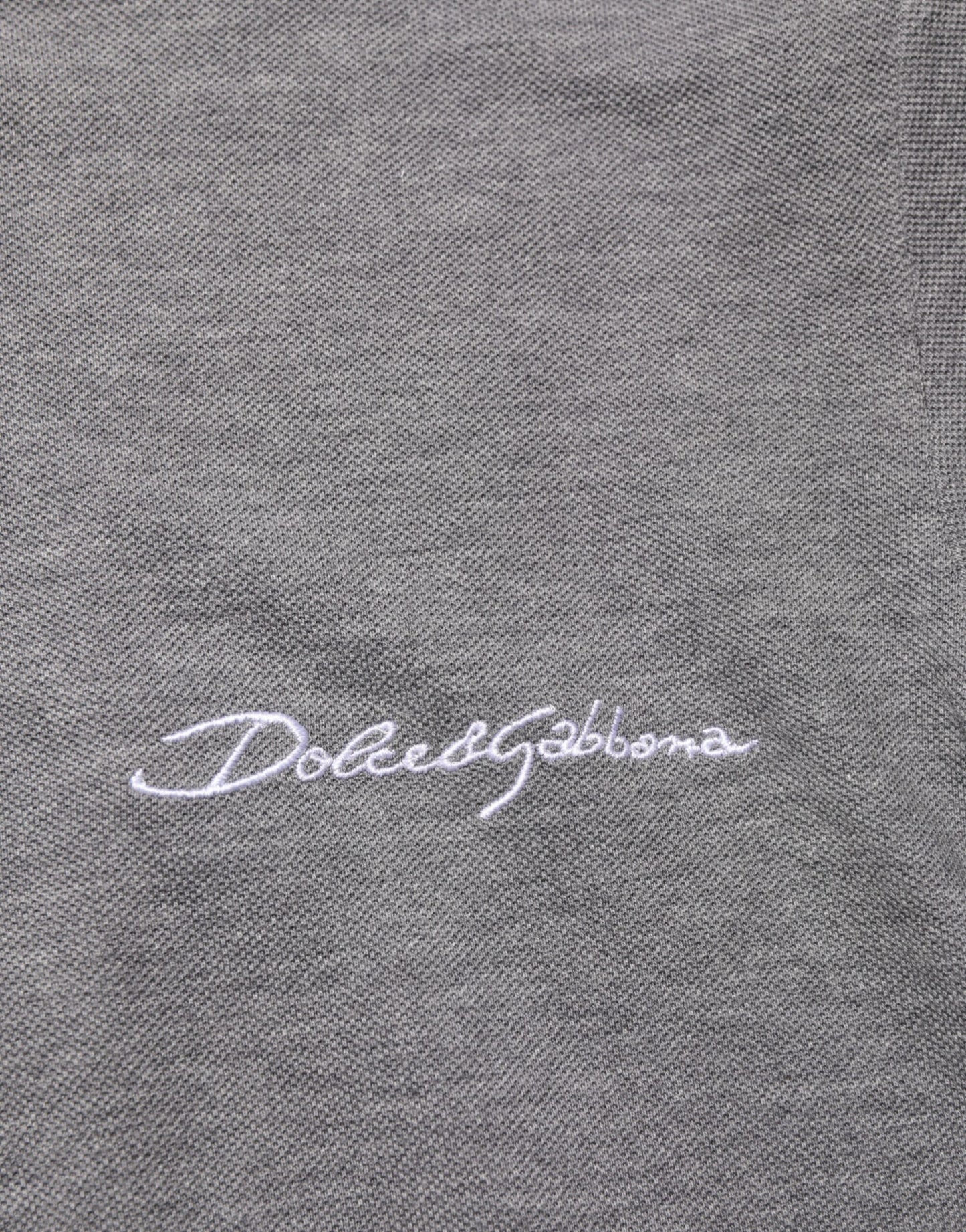 Dolce &amp; Gabbana – Graues Poloshirt mit Logo-Stickerei und Kragen