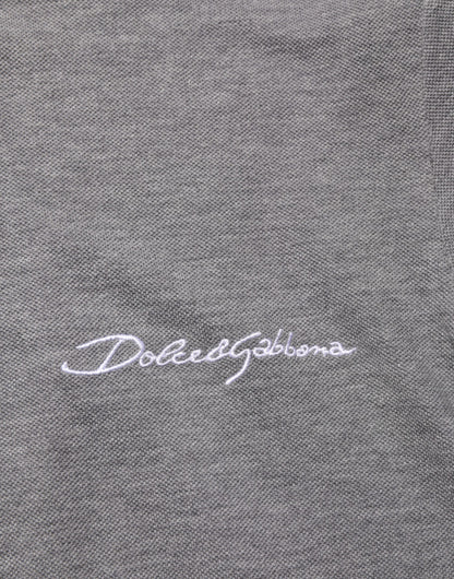Dolce &amp; Gabbana – Graues Poloshirt mit Logo-Stickerei und Kragen
