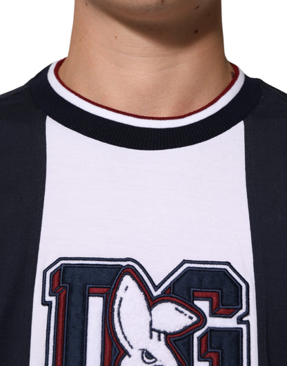 تي شيرت رجالي قطني مخطط متعدد الألوان من دولتشي آند غابانا برقبة دائرية