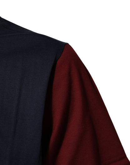 تي شيرت رجالي قطني مخطط متعدد الألوان من دولتشي آند غابانا برقبة دائرية