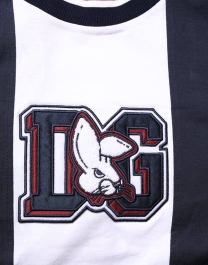 تي شيرت رجالي قطني مخطط متعدد الألوان من دولتشي آند غابانا برقبة دائرية