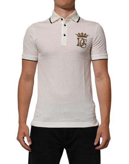 Dolce &amp; Gabbana – Weißes Poloshirt aus Baumwolle mit Logostickerei
