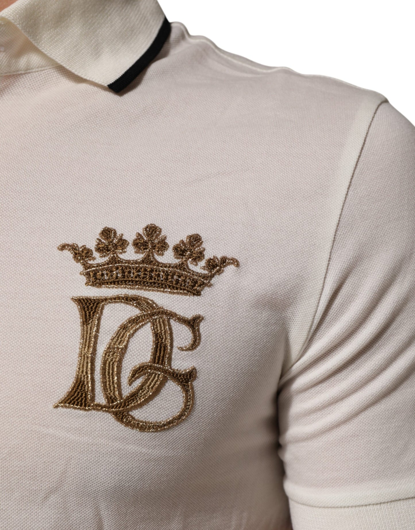 Dolce &amp; Gabbana – Weißes Poloshirt aus Baumwolle mit Logostickerei