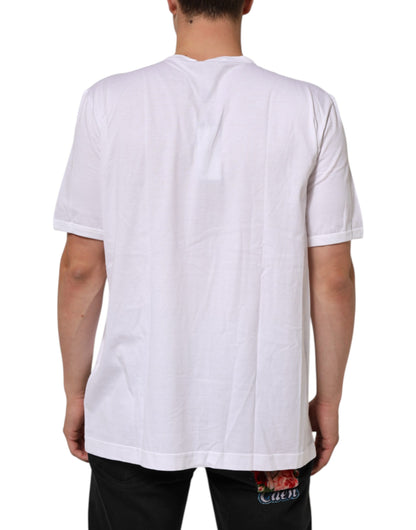 Dolce &amp; Gabbana – Weißes T-Shirt aus Baumwolle mit V-Ausschnitt und kurzen Ärmeln