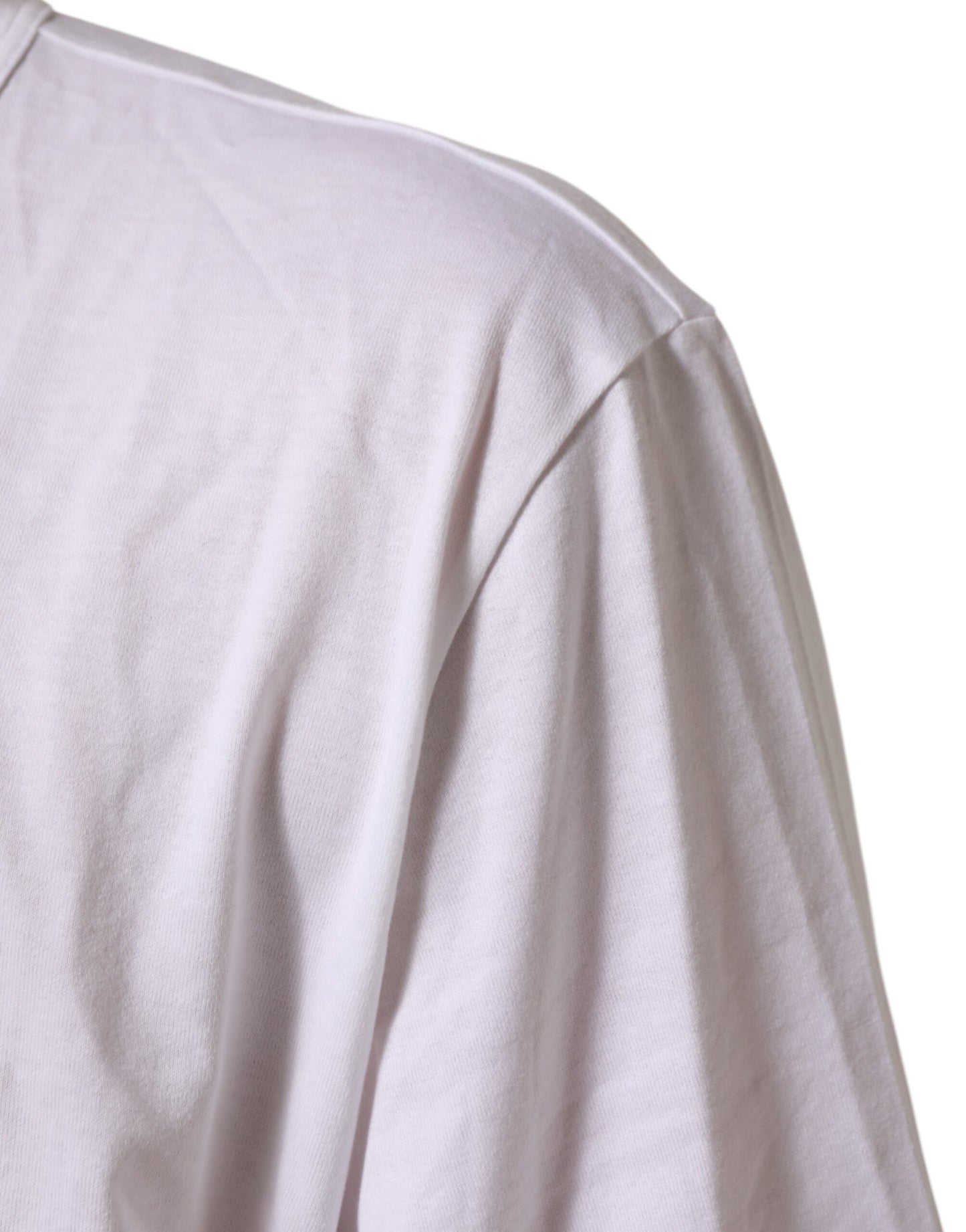 Dolce &amp; Gabbana – Weißes T-Shirt aus Baumwolle mit V-Ausschnitt und kurzen Ärmeln