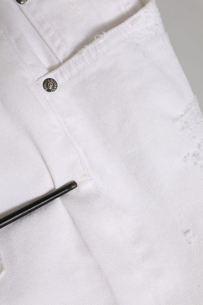 Dolce & Gabbana White Cotton Tattered BOYFRIEND Denim Jeans