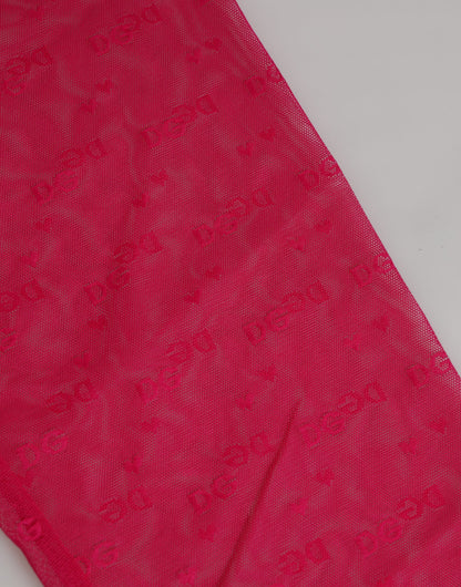 Dolce &amp; Gabbana – Enge Midihose aus Spitze mit Logo in Fuchsia