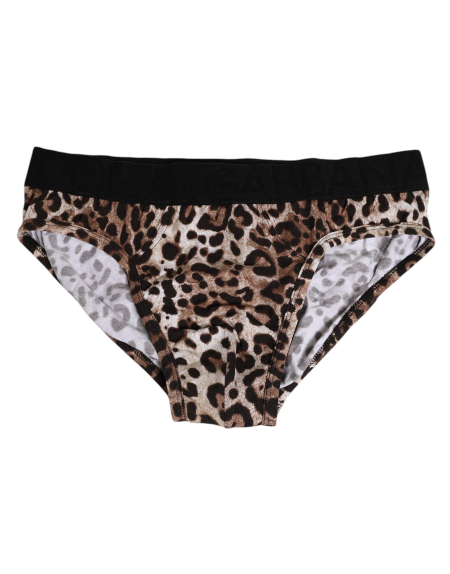 Dolce &amp; Gabbana – Braune Midi-Unterhose aus Baumwolle mit Leopardenlogo