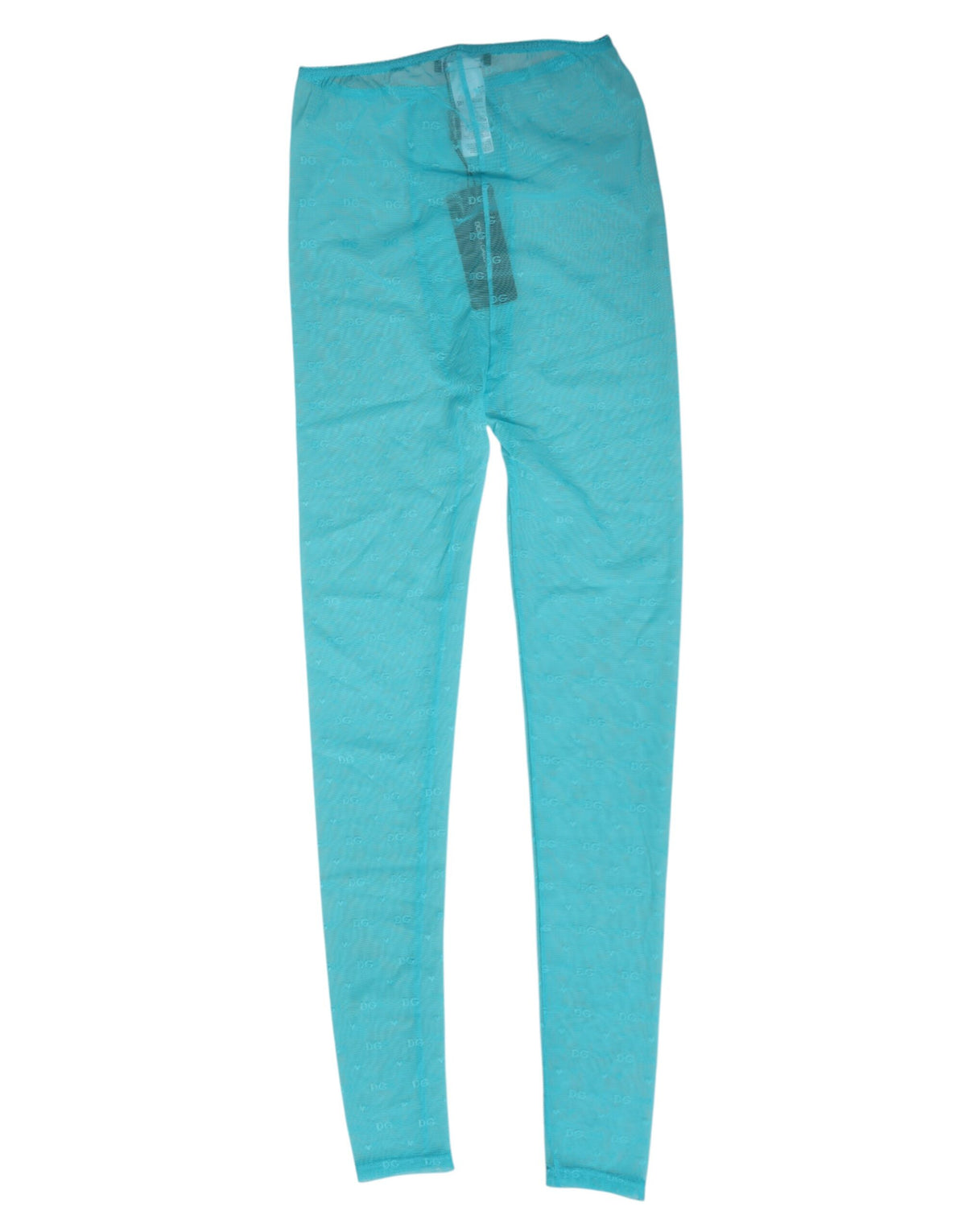 Dolce &amp; Gabbana Hellblaue Nylon-Leggings mit Logo und Spitze, Unterwäsche