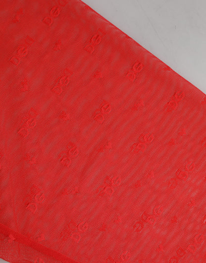 Dolce & Gabbana Red Logo Lace Tight Midi Trousers Underwear