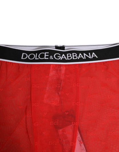 Dolce &amp; Gabbana – Enge Midihose mit rotem Logo und Spitze