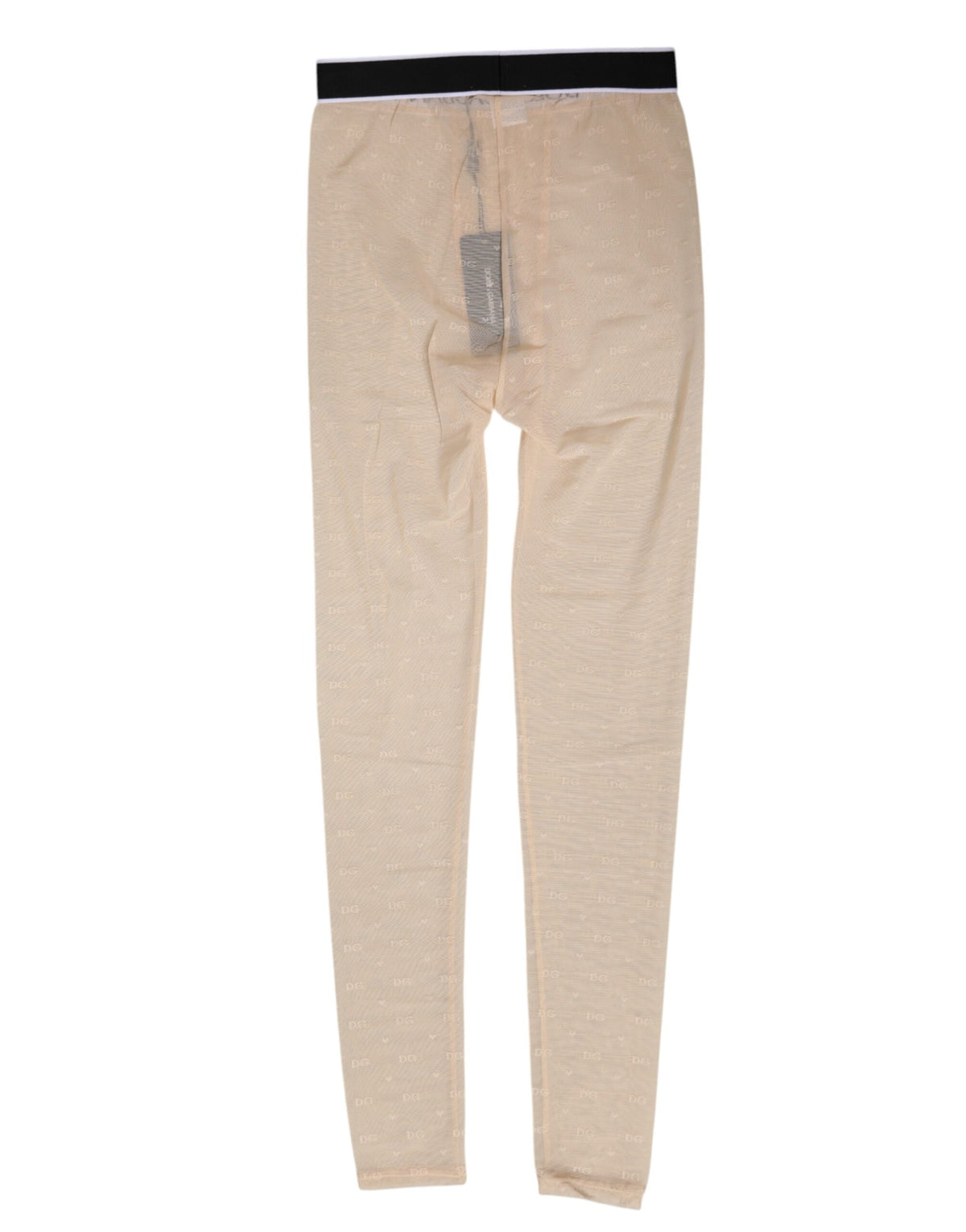 Dolce &amp; Gabbana Beige Nylon Logo Spitzen Leggings Hose Unterwäsche