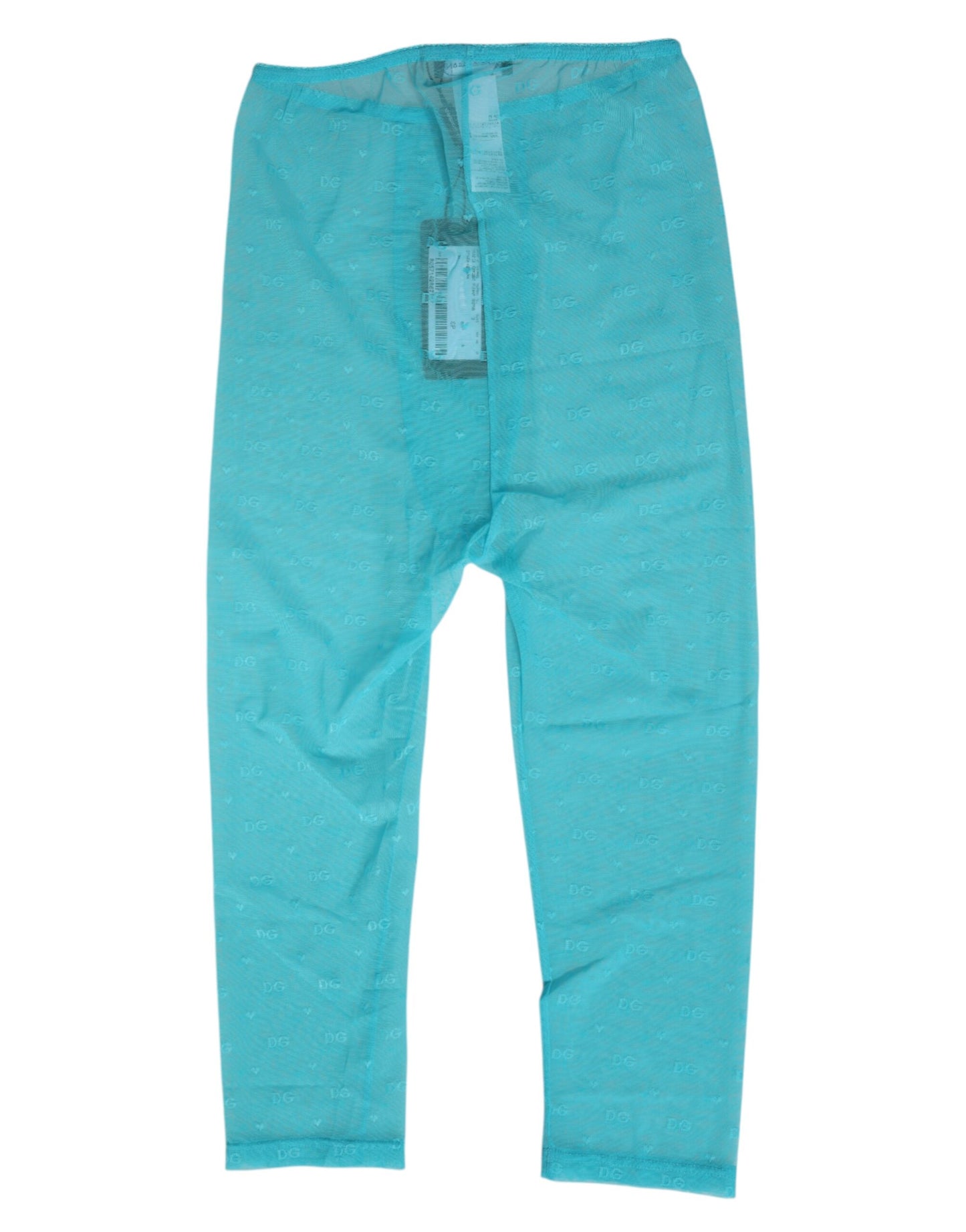 Dolce &amp; Gabbana – Enge Midi-Hose mit hellblauem Logo und Spitze