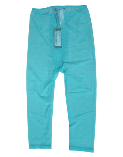 Dolce &amp; Gabbana – Enge Midi-Hose mit hellblauem Logo und Spitze