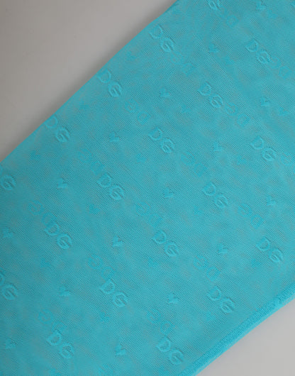 Dolce &amp; Gabbana – Enge Midi-Hose mit hellblauem Logo und Spitze