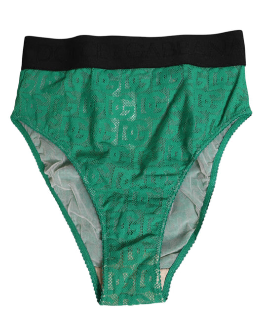Dolce &amp; Gabbana – Grüne Slip-Unterhose aus Spitze mit DG-Logo