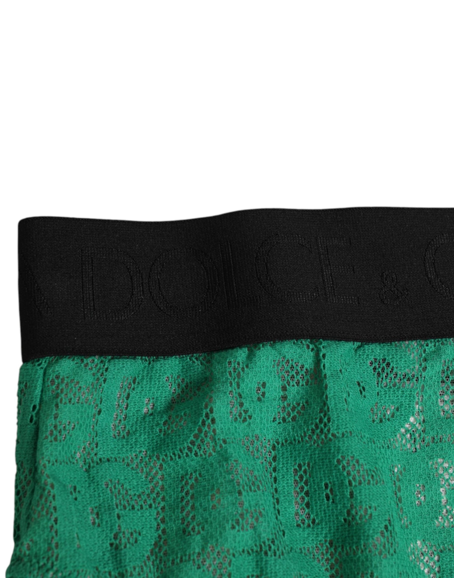 Dolce &amp; Gabbana – Grüne Slip-Unterhose aus Spitze mit DG-Logo