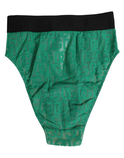 Dolce &amp; Gabbana – Grüne Slip-Unterhose aus Spitze mit DG-Logo