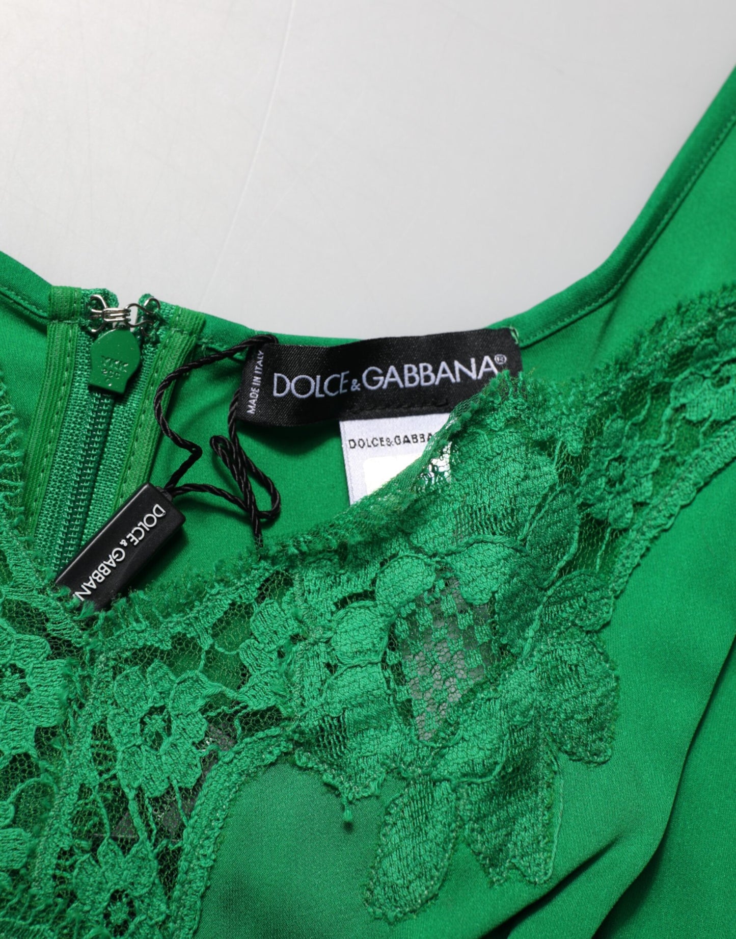 Dolce &amp; Gabbana Grünes Tanktop mit Blumenspitze