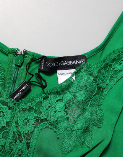 Dolce &amp; Gabbana Grünes Tanktop mit Blumenspitze