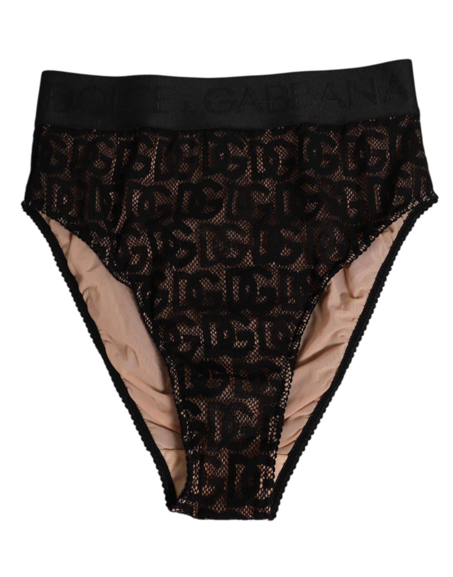 Dolce &amp; Gabbana – Schwarze Slip-Unterhose aus Spitze mit DG-Logo