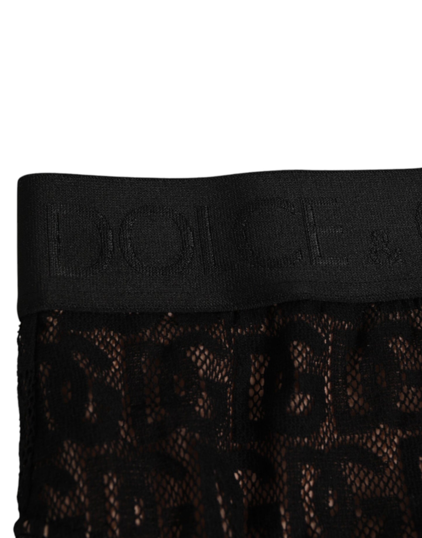 Dolce &amp; Gabbana – Schwarze Slip-Unterhose aus Spitze mit DG-Logo
