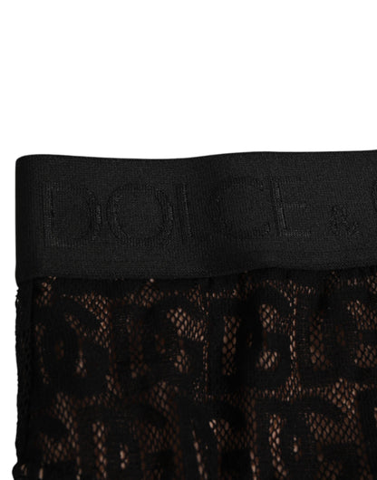 Dolce &amp; Gabbana – Schwarze Slip-Unterhose aus Spitze mit DG-Logo