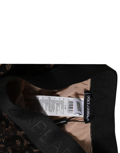 Dolce &amp; Gabbana – Schwarze Slip-Unterhose aus Spitze mit DG-Logo