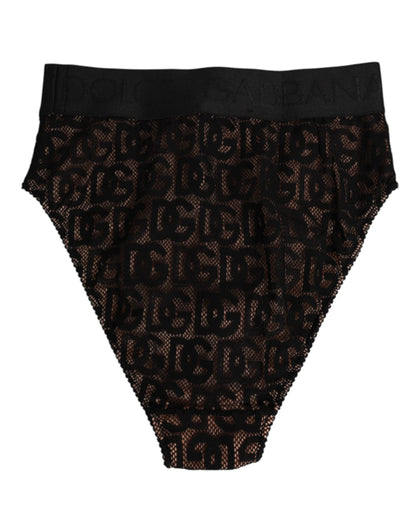 Dolce &amp; Gabbana – Schwarze Slip-Unterhose aus Spitze mit DG-Logo