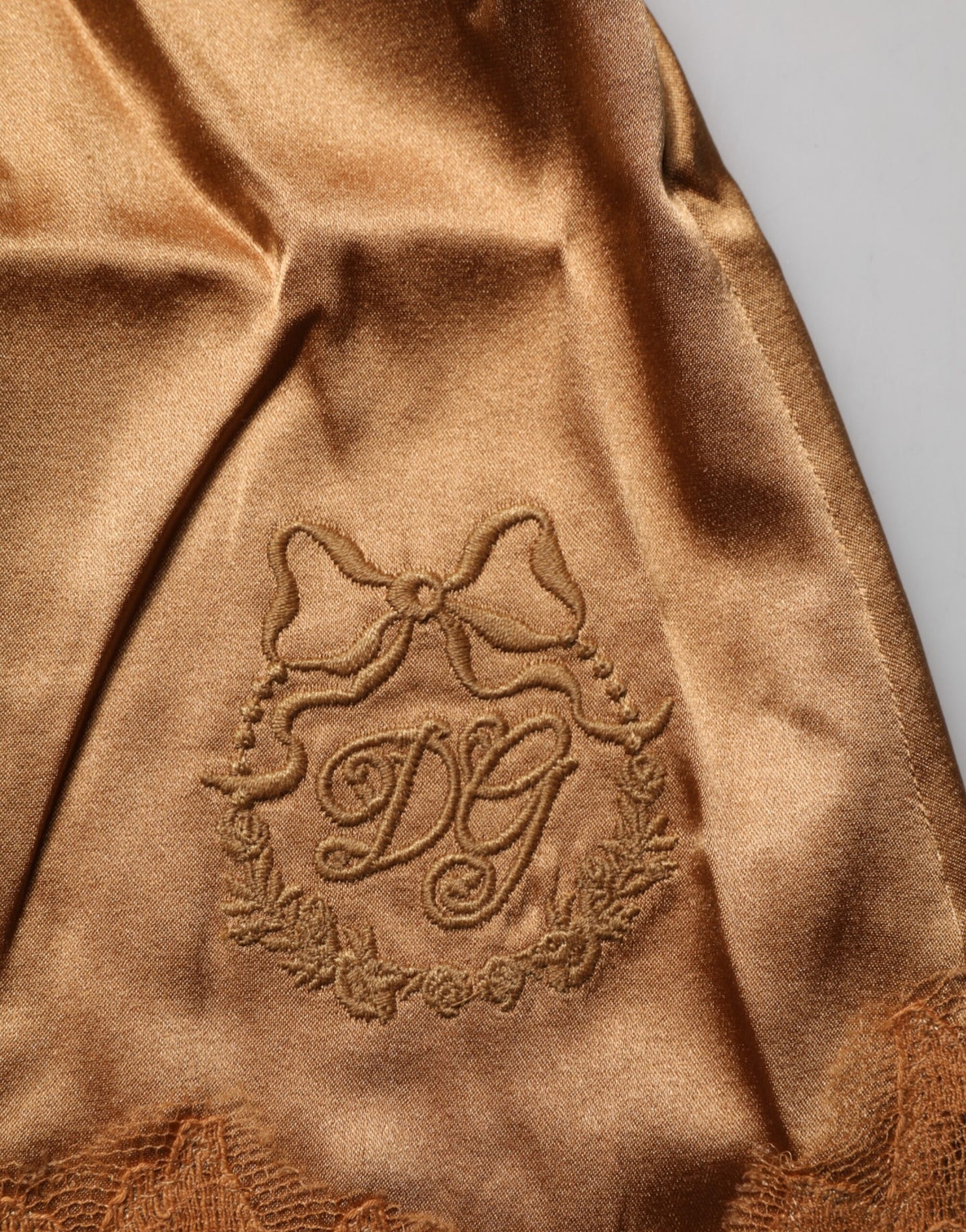 Dolce &amp; Gabbana Braunes Tanktop mit Blumenspitze, Dessous, Nachtwäsche