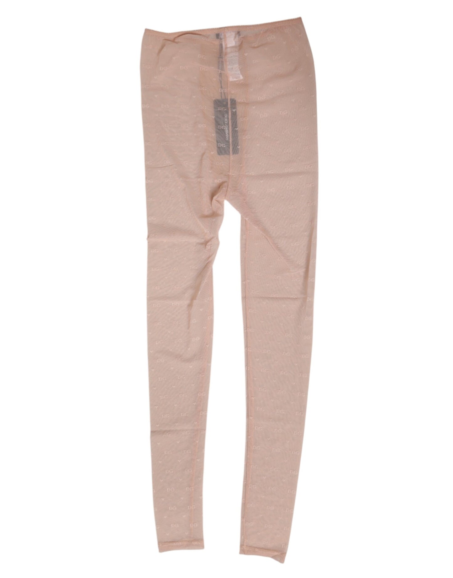 Dolce &amp; Gabbana Beige Nylon Logo Spitzen Leggings Hose Unterwäsche