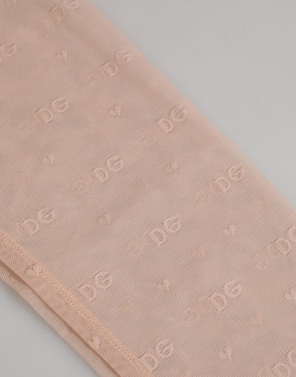 Dolce &amp; Gabbana Beige Nylon Logo Spitzen Leggings Hose Unterwäsche