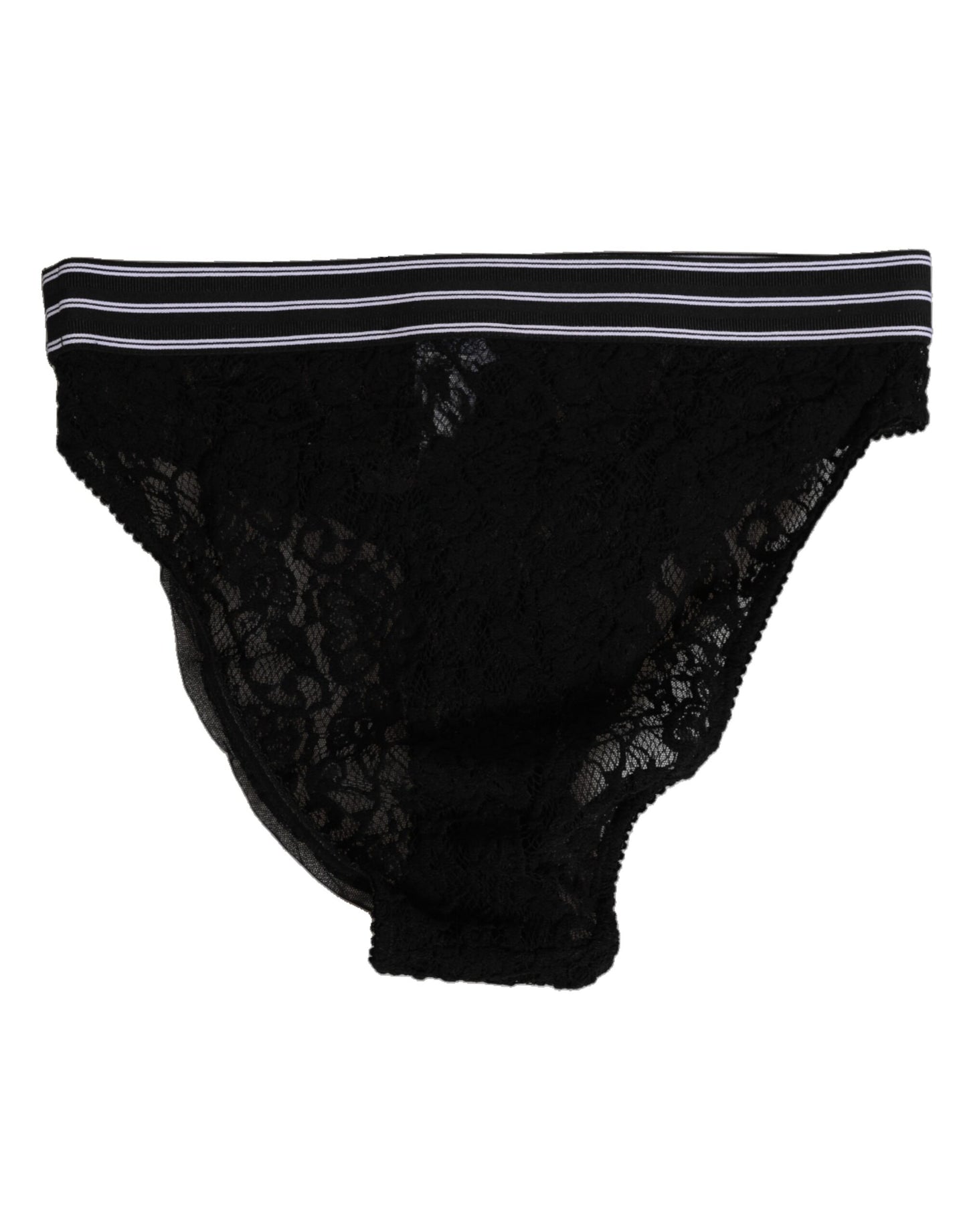 Dolce &amp; Gabbana – Schwarze Slip-Unterhose aus Spitze mit Logobund