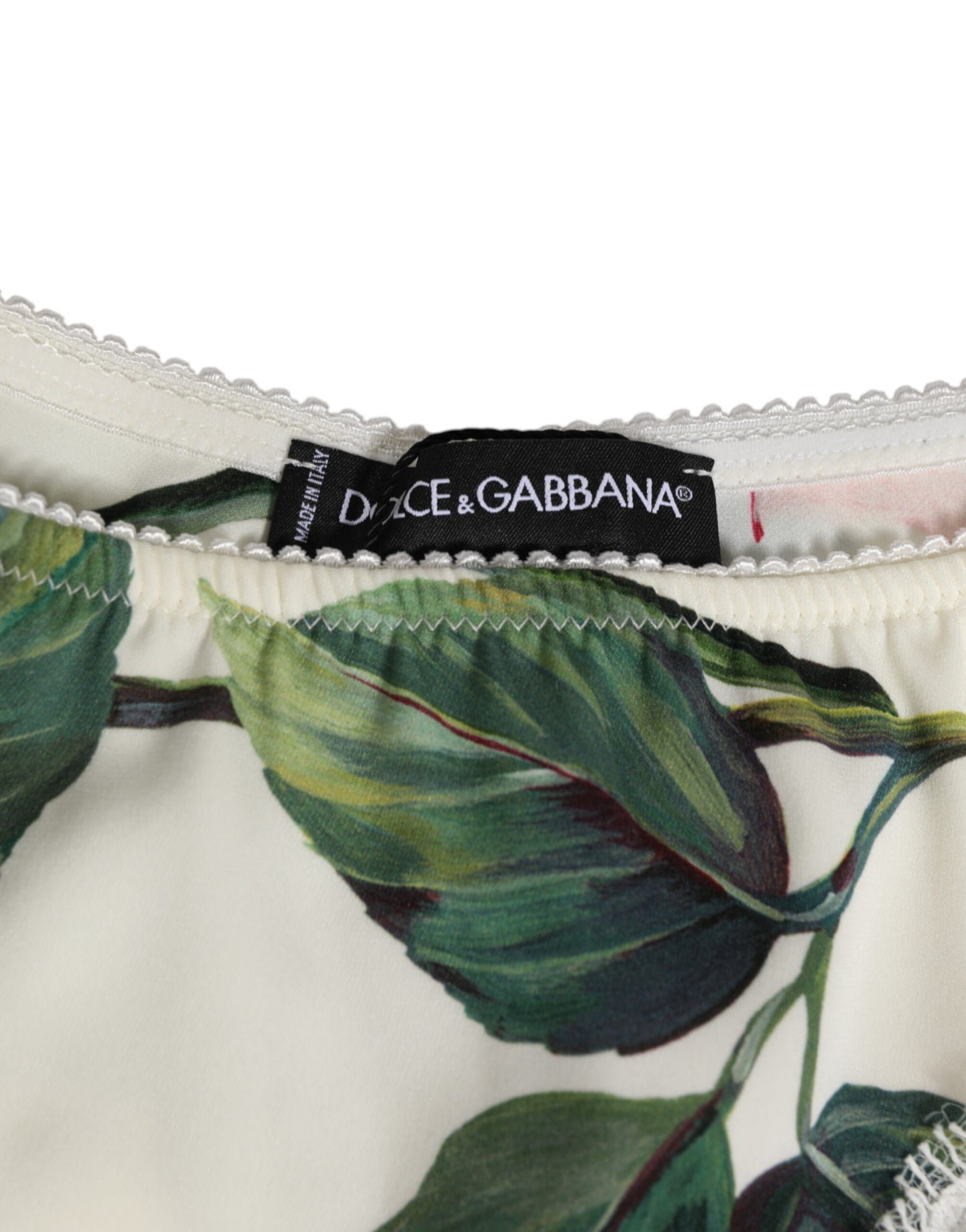 Dolce &amp; Gabbana – Slip aus weißem Seidensatin mit floralem Spitzenbesatz