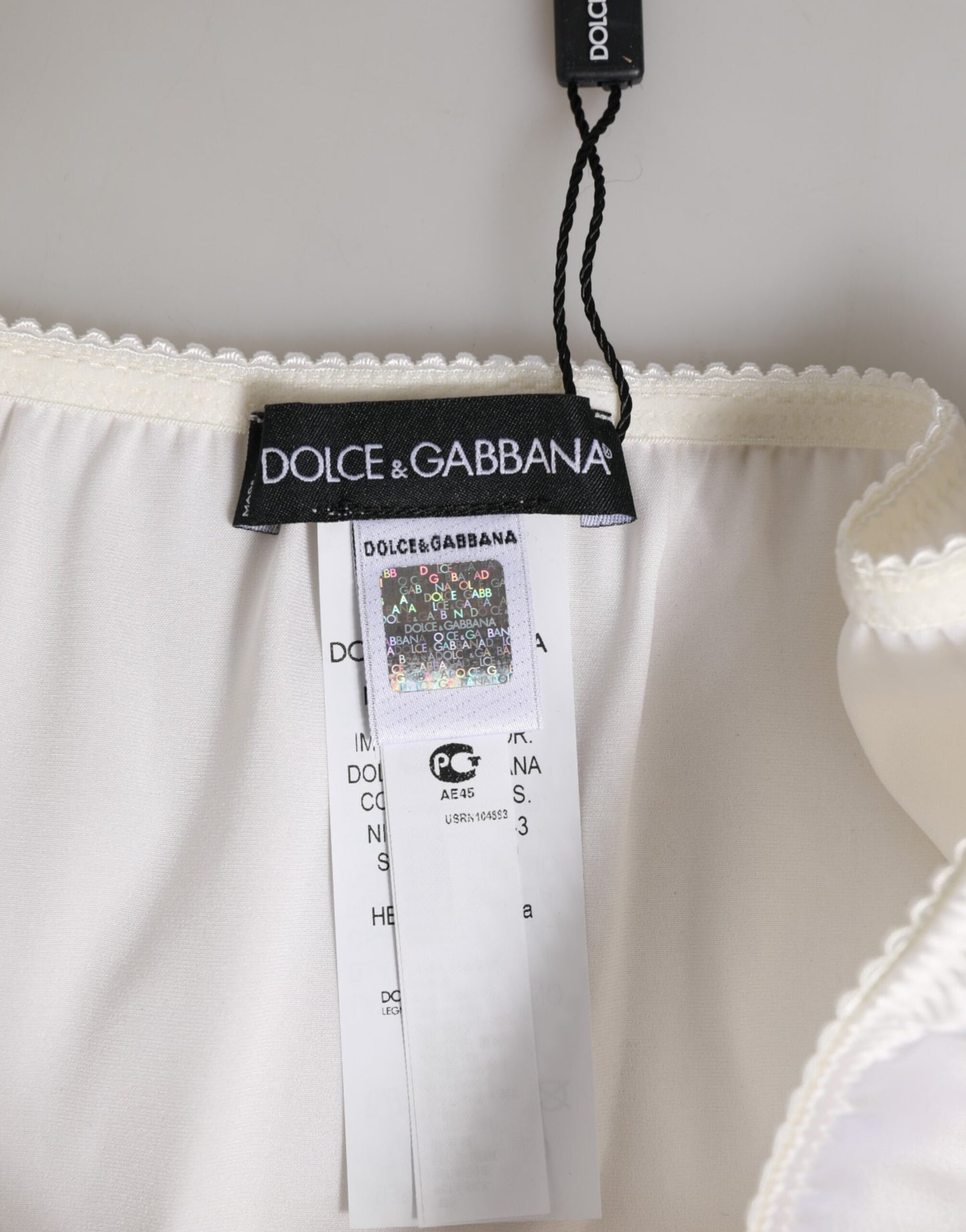 Dolce &amp; Gabbana – Slip aus weißer Seidensatin mit floraler Spitze