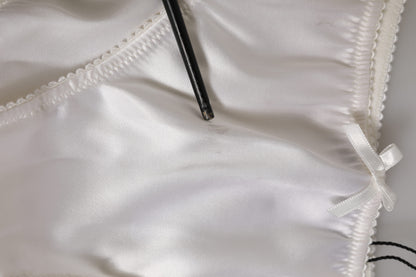 Dolce &amp; Gabbana – Slip aus weißer Seidensatin mit floraler Spitze