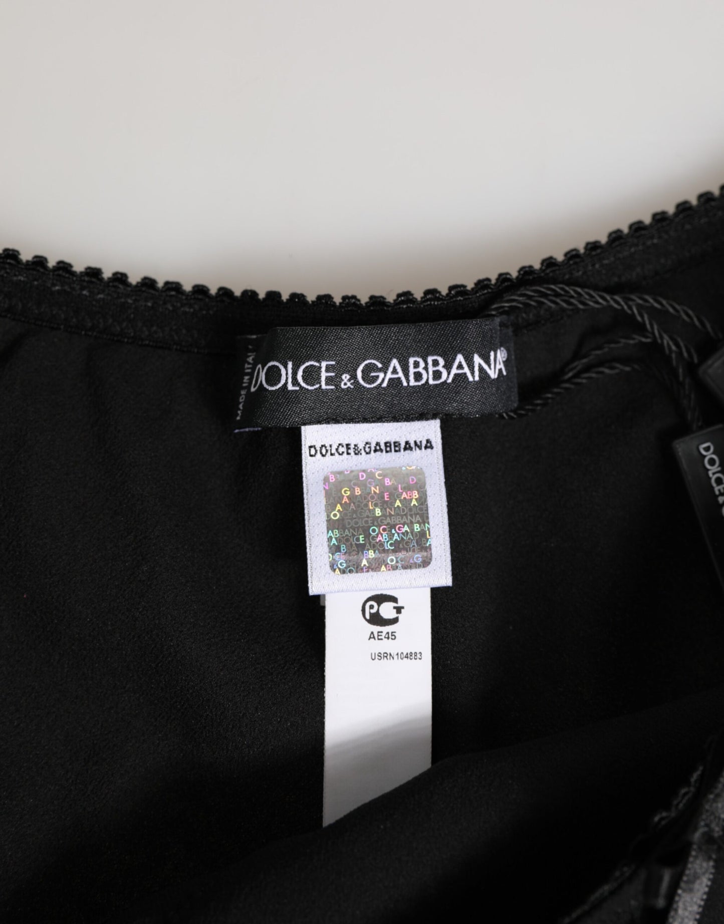 Dolce &amp; Gabbana – Slip aus schwarzer Seidensatin mit floraler Spitze