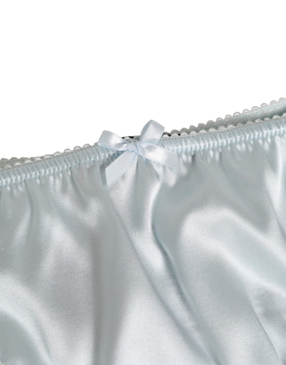 Dolce &amp; Gabbana Graue Seidensatin-Unterhose mit Blumenspitze