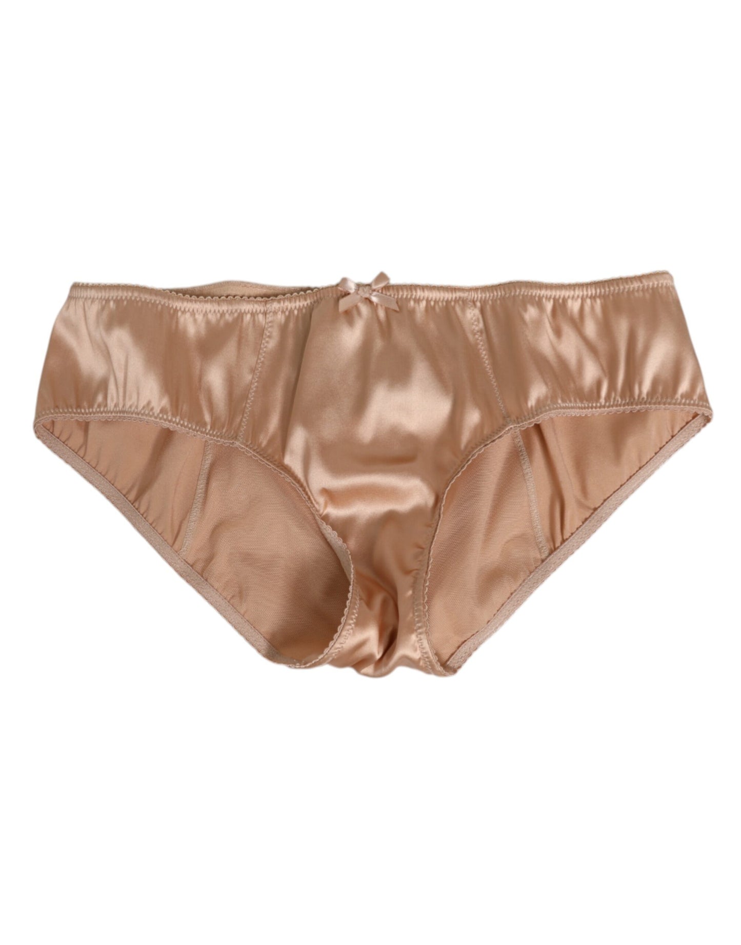 Dolce & Gabbana Beige Silk Satin Floral Lace Panty Brief Underwear