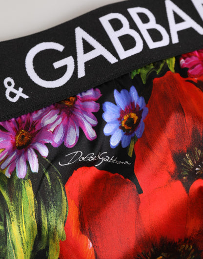 Dolce &amp; Gabbana – Mehrfarbige Höschen mit hohem Bund und Blumendruck