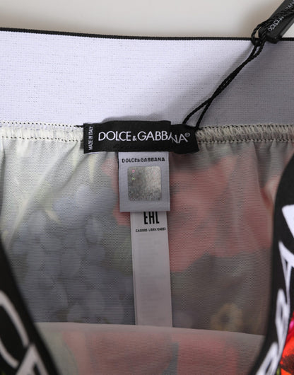Dolce &amp; Gabbana – Mehrfarbige Höschen mit hohem Bund und Blumendruck